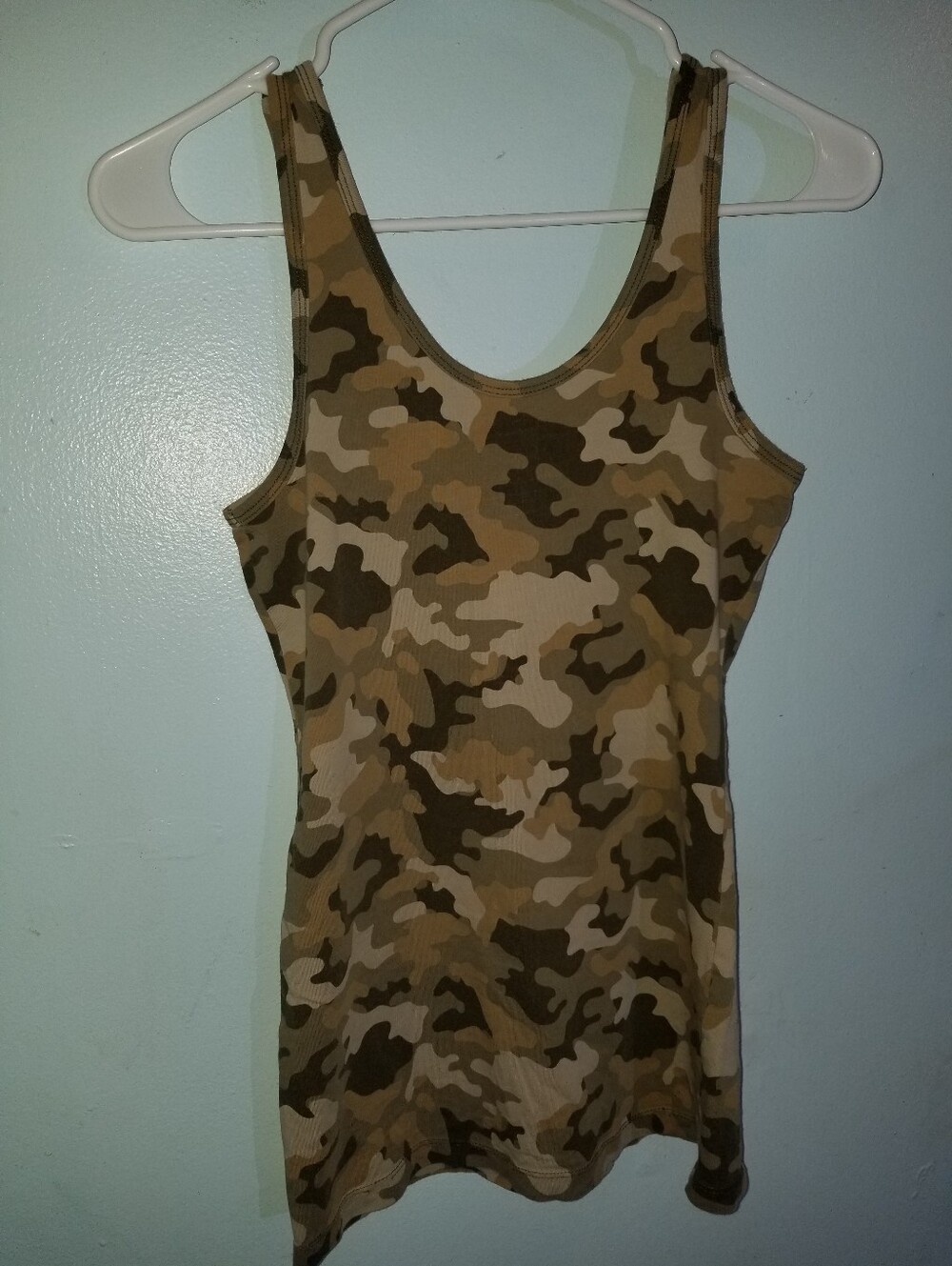 Womens Vintage Camo Tank Top in Tan, Brown, Green Jungle Camouflage